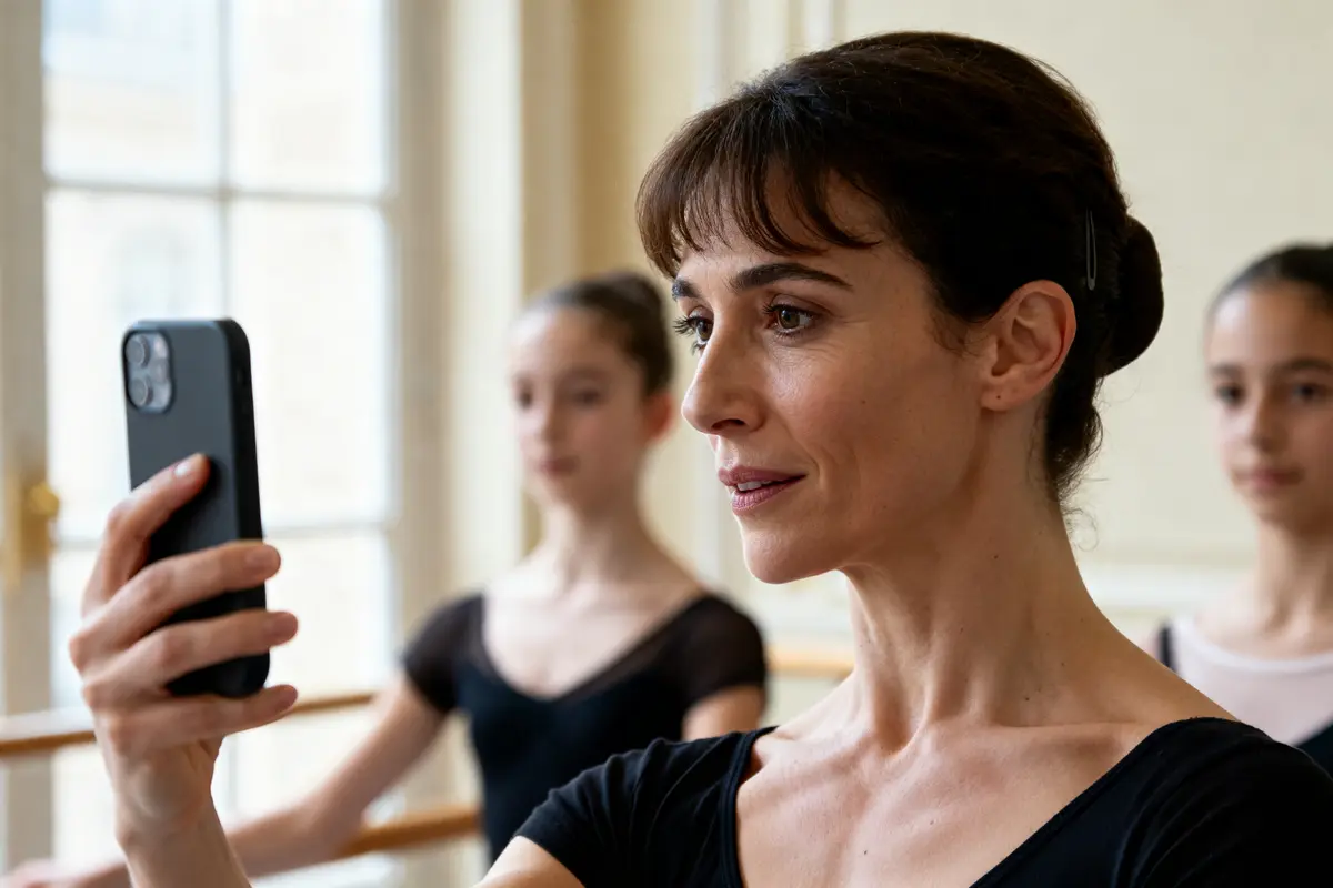 Stéphanie Romberg enseigne la danse classique à ses élèves dans un studio lumineux