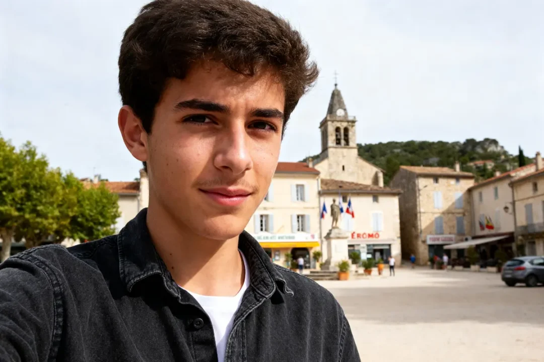 Jeune homme posant devant un bâtiment ancien avec le mot clé ero me visible